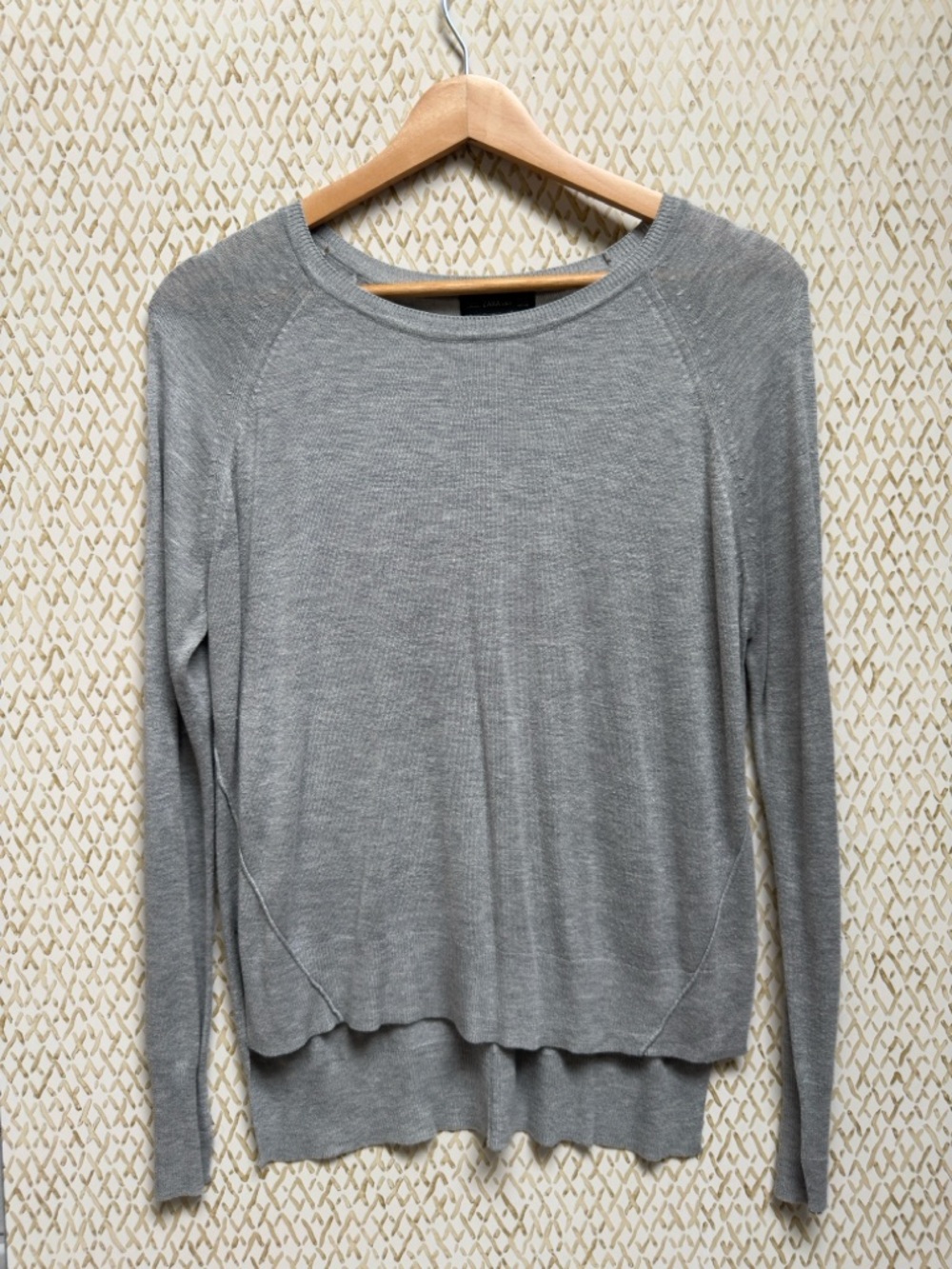 Zara Knit Sweater Heather Gray Minimalist High Low Hem Pullover Size M - Picture 2 of 12